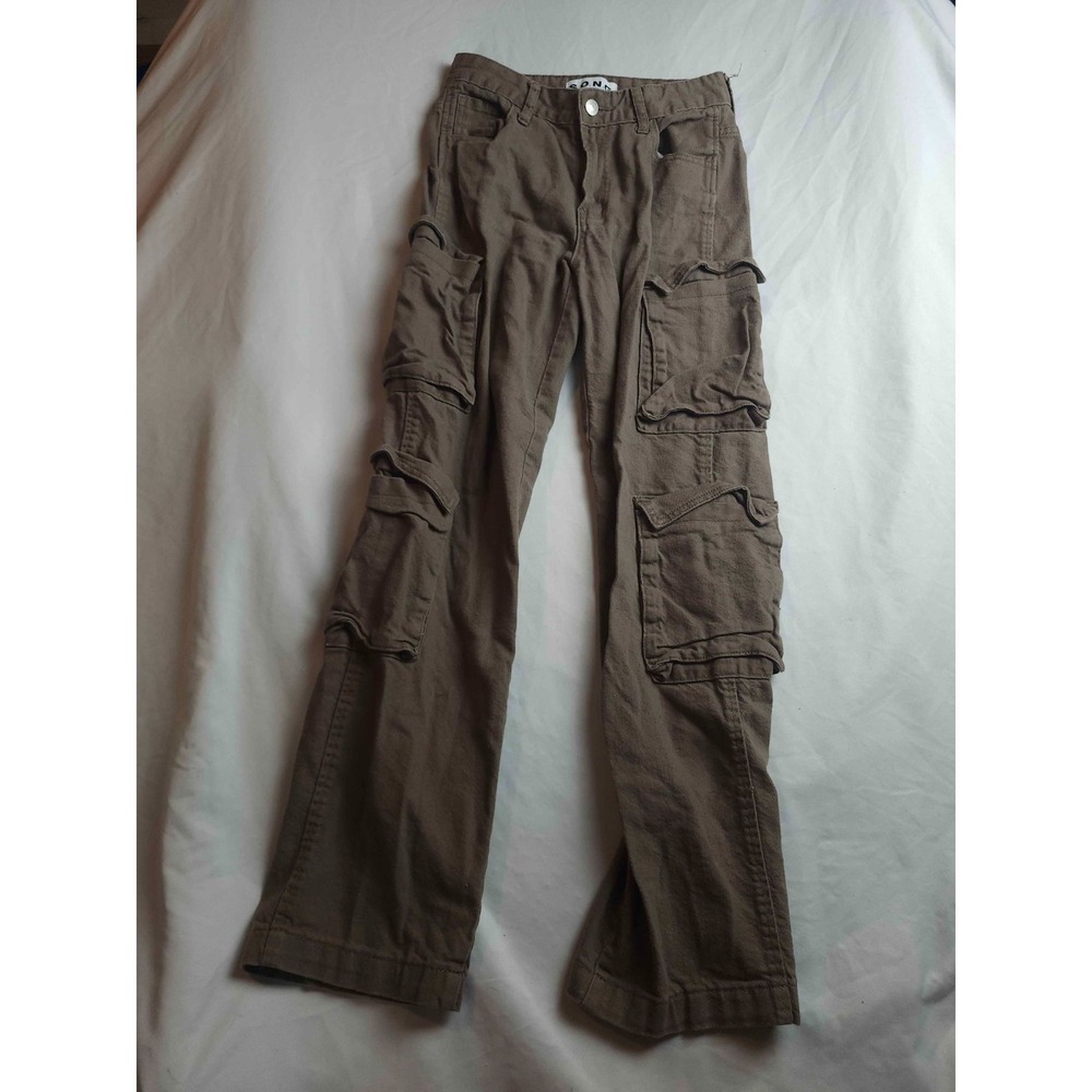 SONG Cargo Pants Womens Size 00/23 Brown Denim Y2K Gorpcore Streetwear Casual